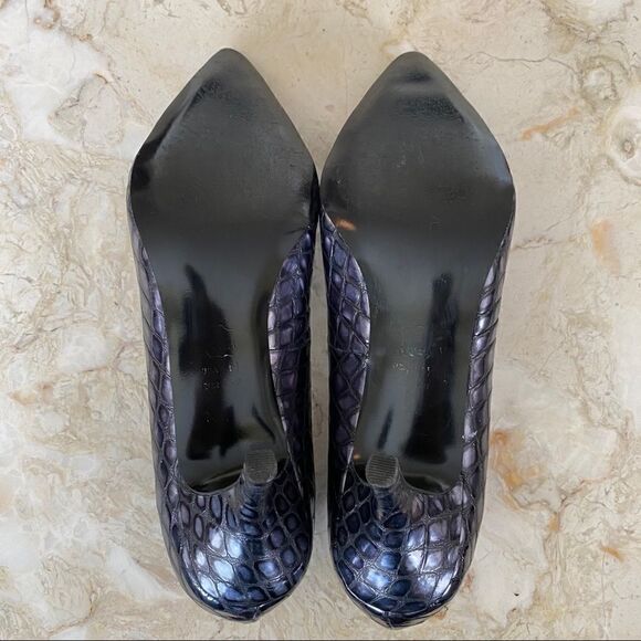Sacha London Metallic Croc Embossed Leather Heels - Picture 9 of 9